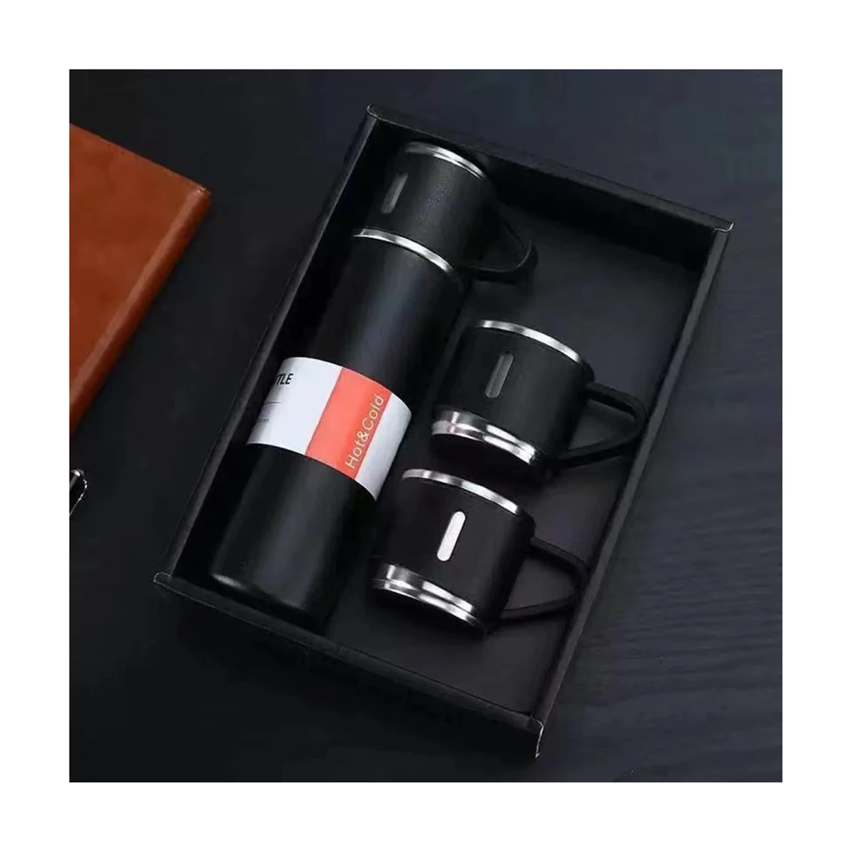 Stainless Steel Vacuum Flask Set - Black