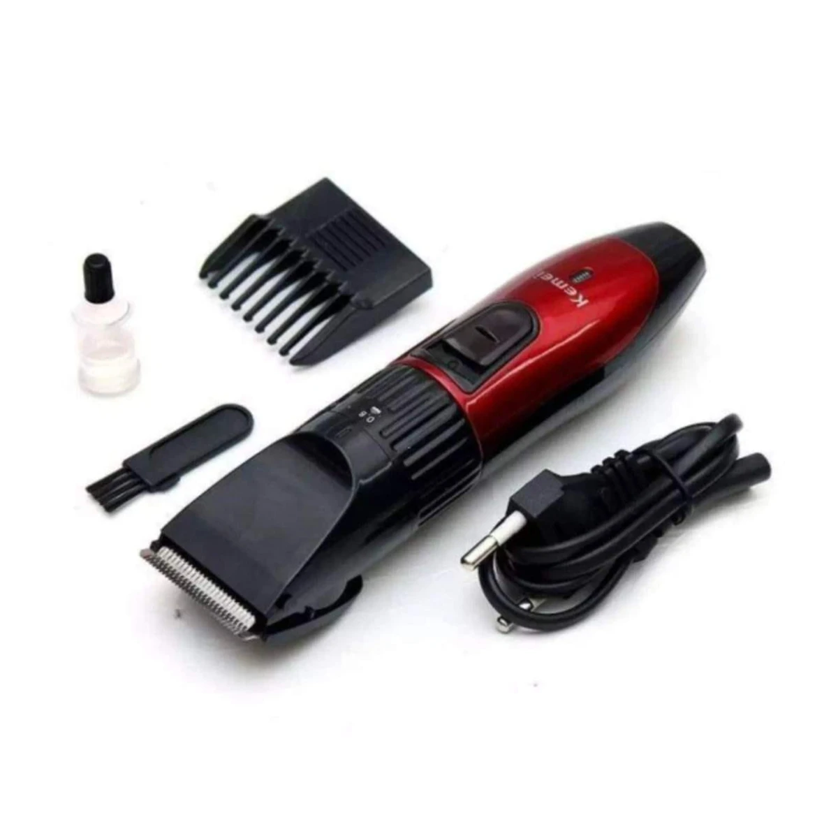 Kemei - KM-730 Rechargeable Hair Trimmer - Red and Black