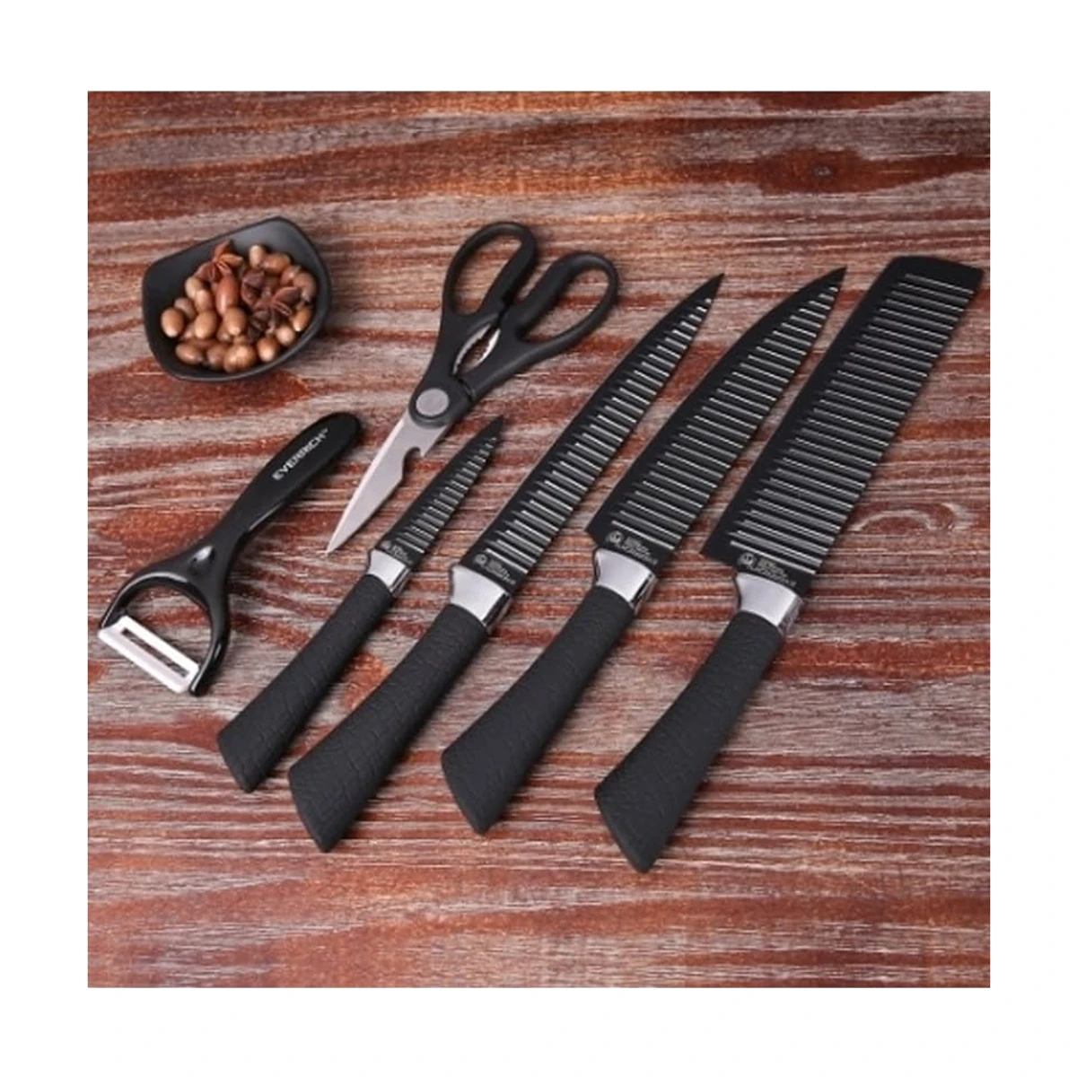 Zepter 6pcs cheap with ceramic peeler stainless steel Kitchen Knives - Black