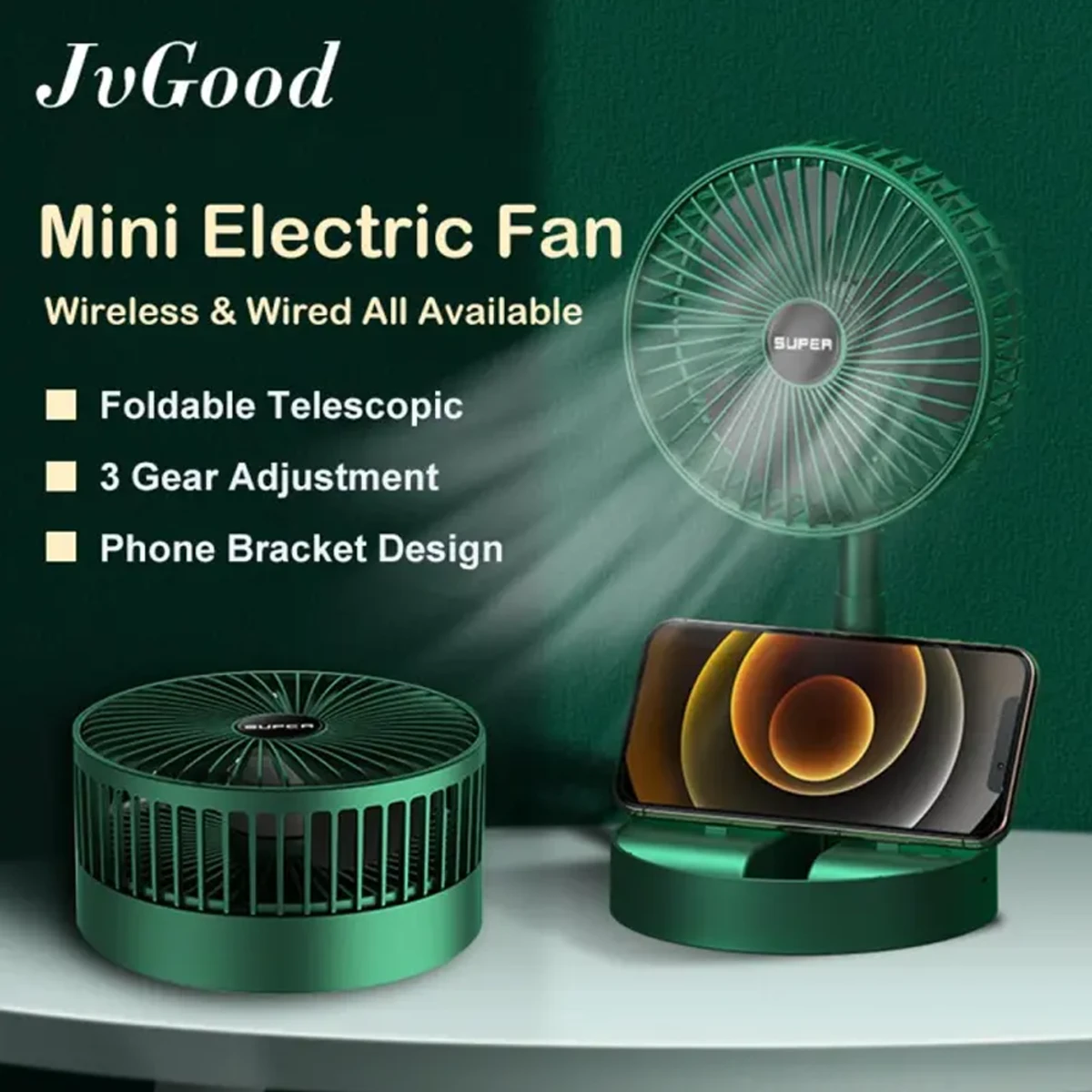 JvGood Electric Mini Foldable Telescopic Fan