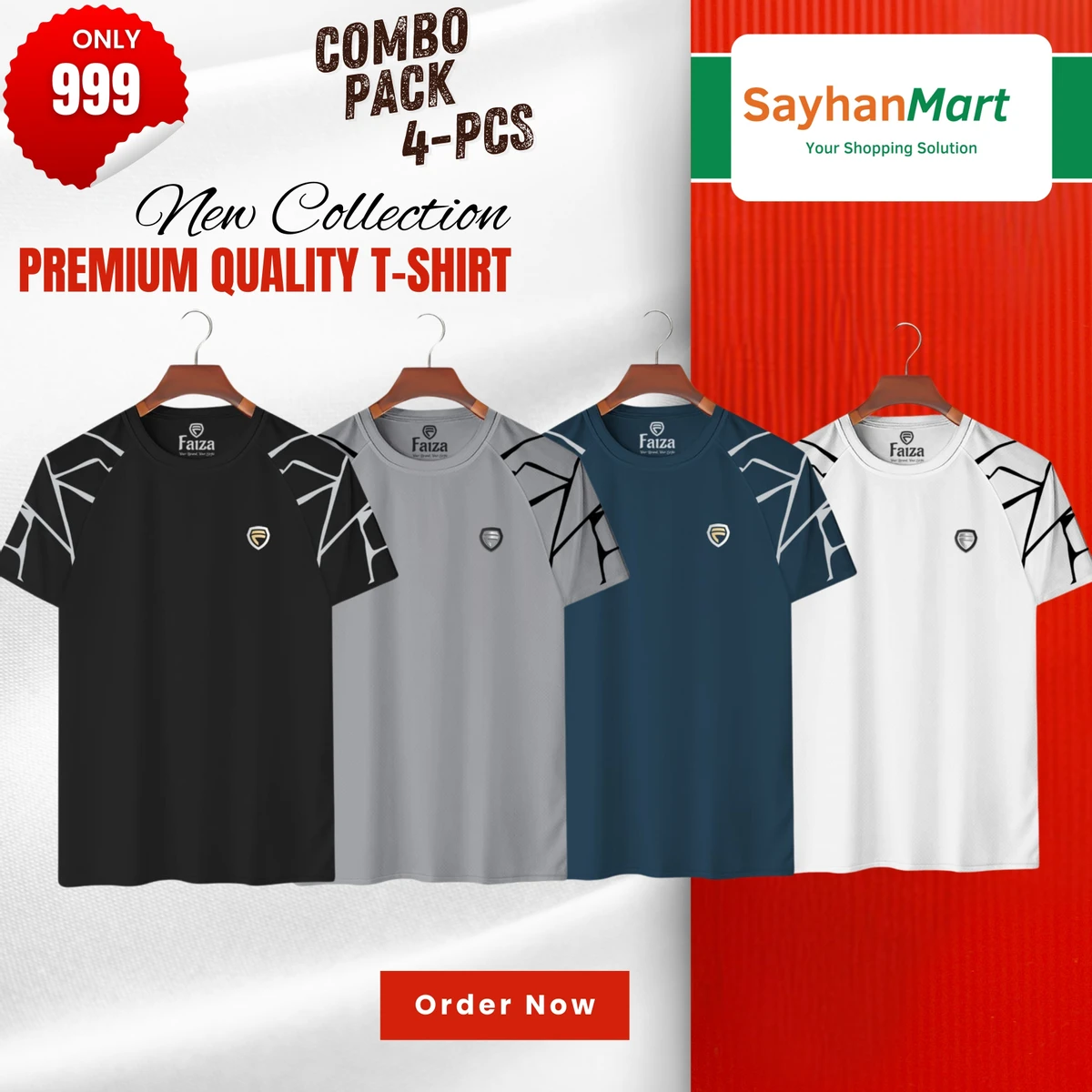 Combo Pack 4-Pcs Premium Quality T-Shirt