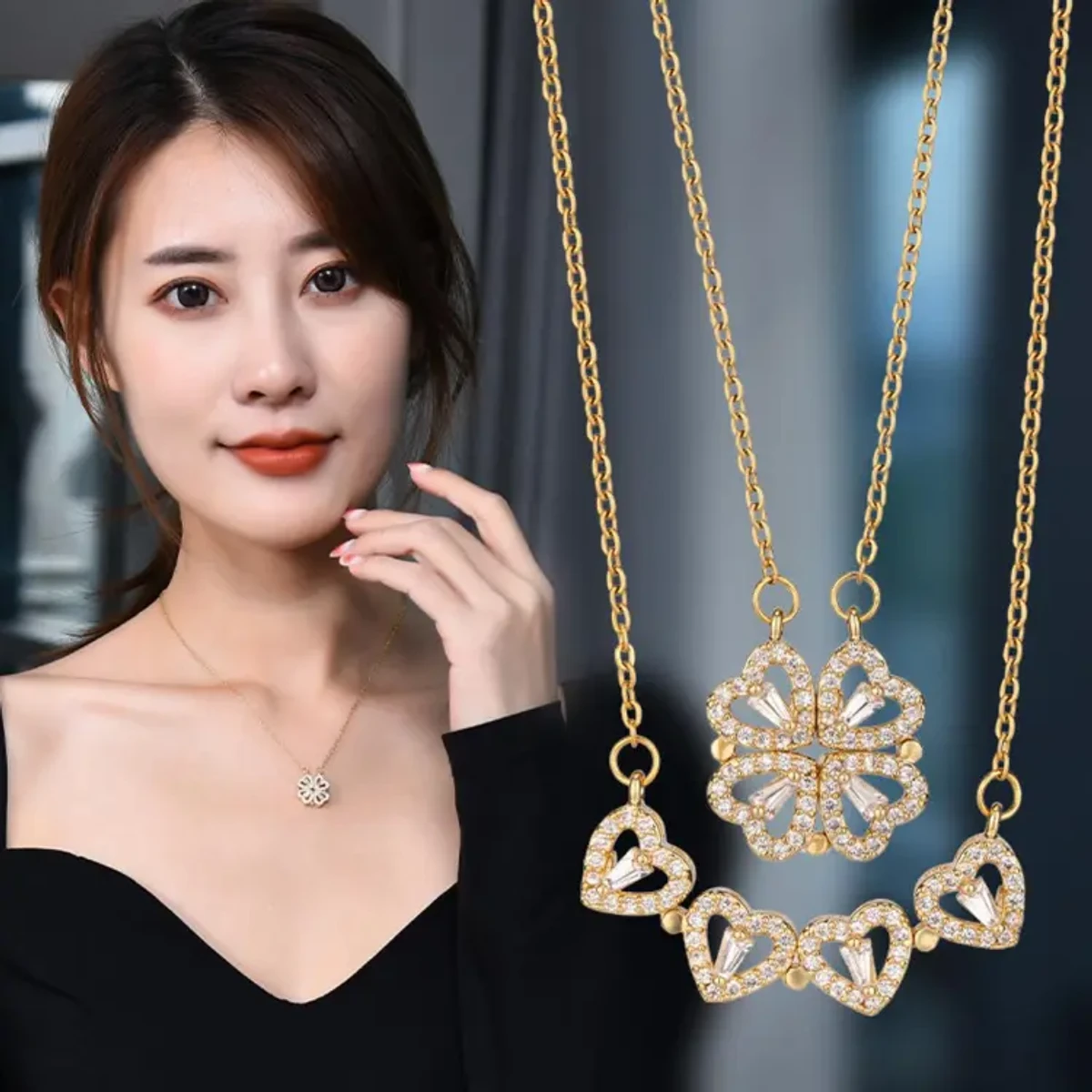 Clavicle Chain Design Lucky Neckless For Stylish Girls Or Women