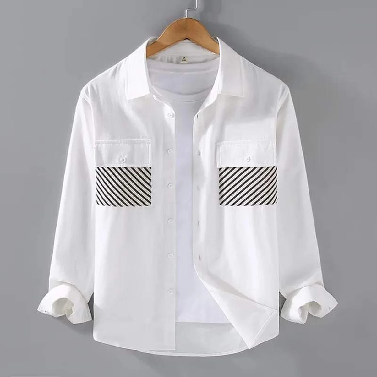 Cotton Rolex Full Sleeve Casual Shirt For Men White-M008